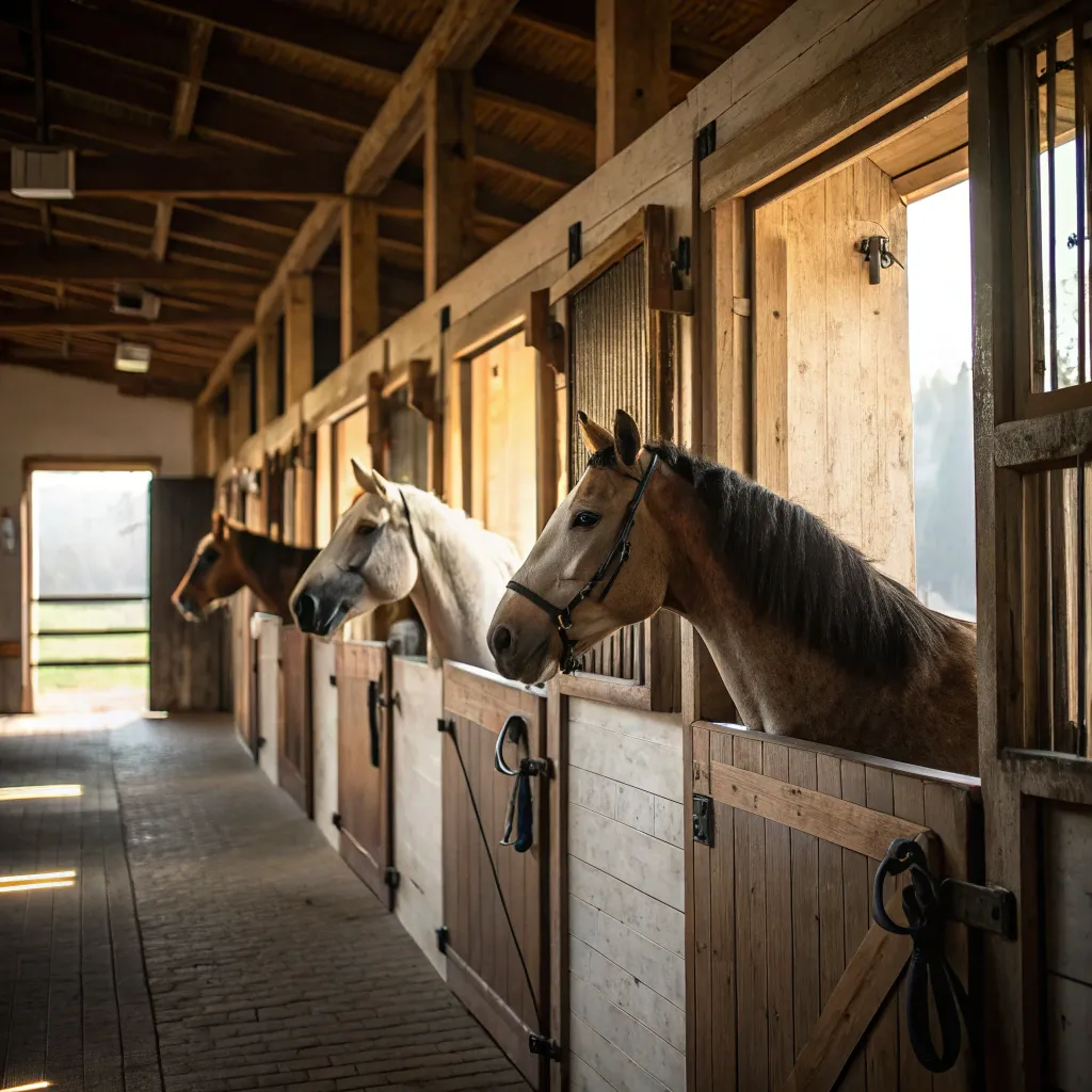 View of our stable with horses